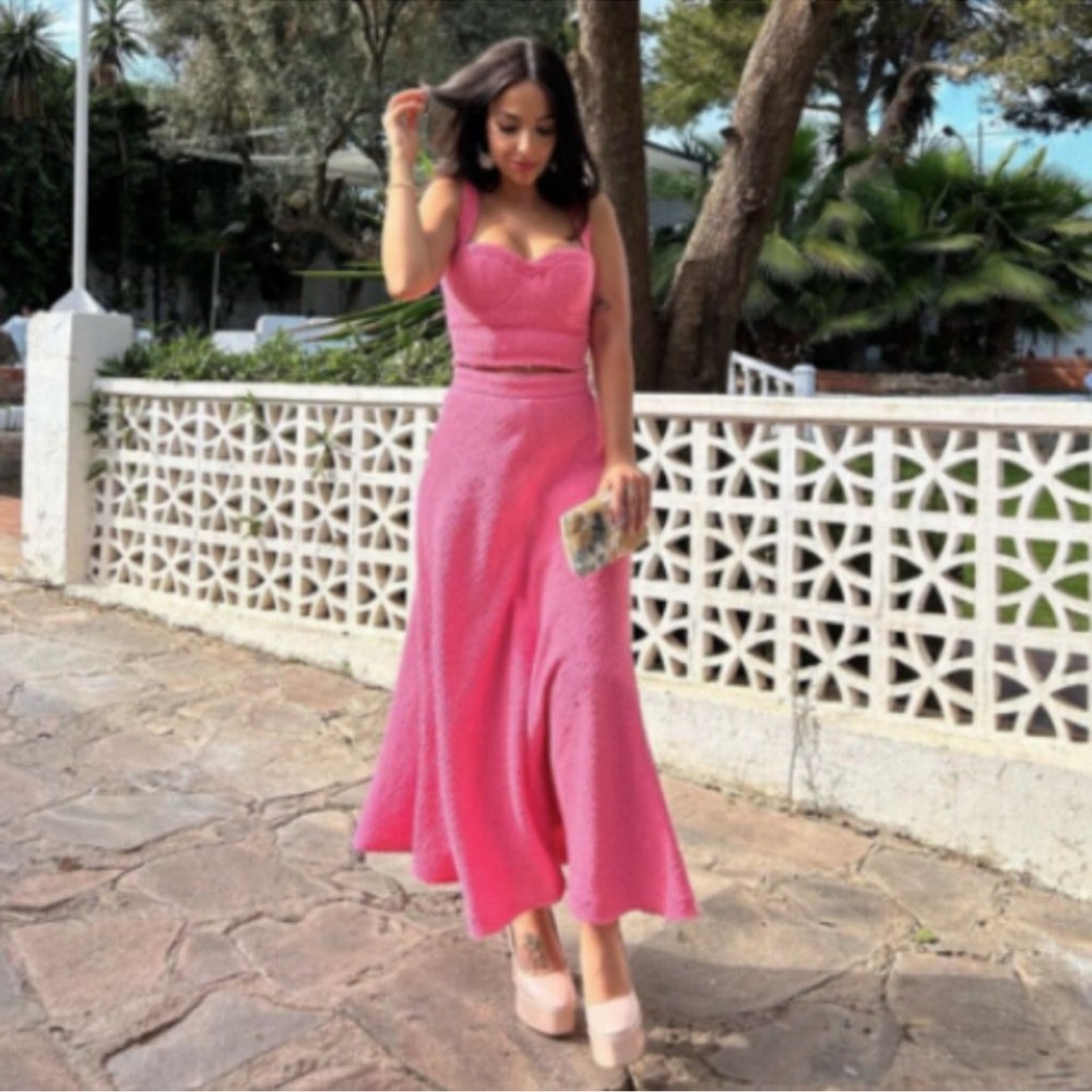 Zara Pink Knit Midi Skirt - Picture 5 of 8